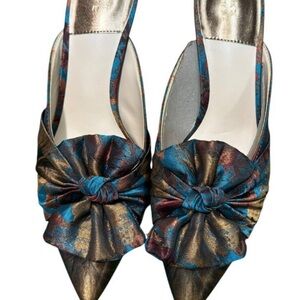 Alex Marie Metallic Floral Brocade Pointed Toe Mules | Size 9M NWT